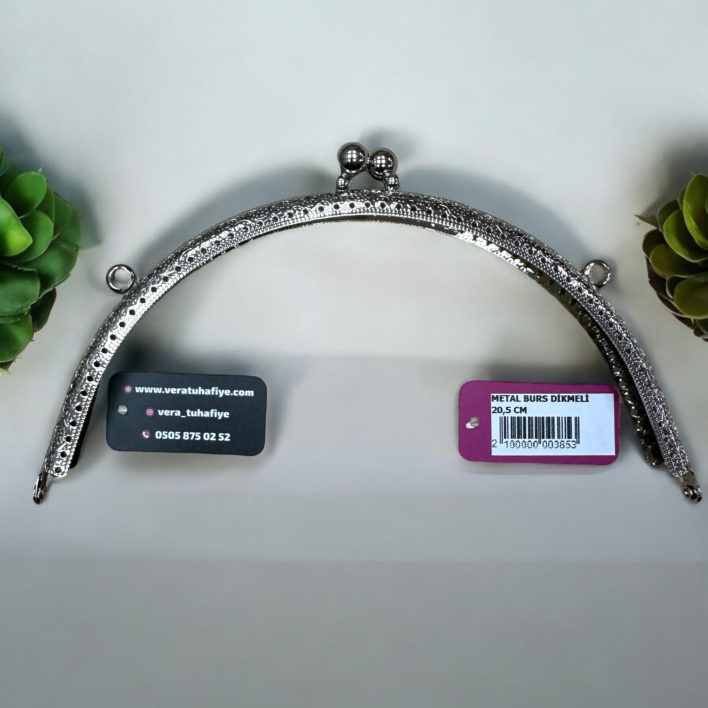 20.5 CM DİKMELİ BURS GÜMÜŞ